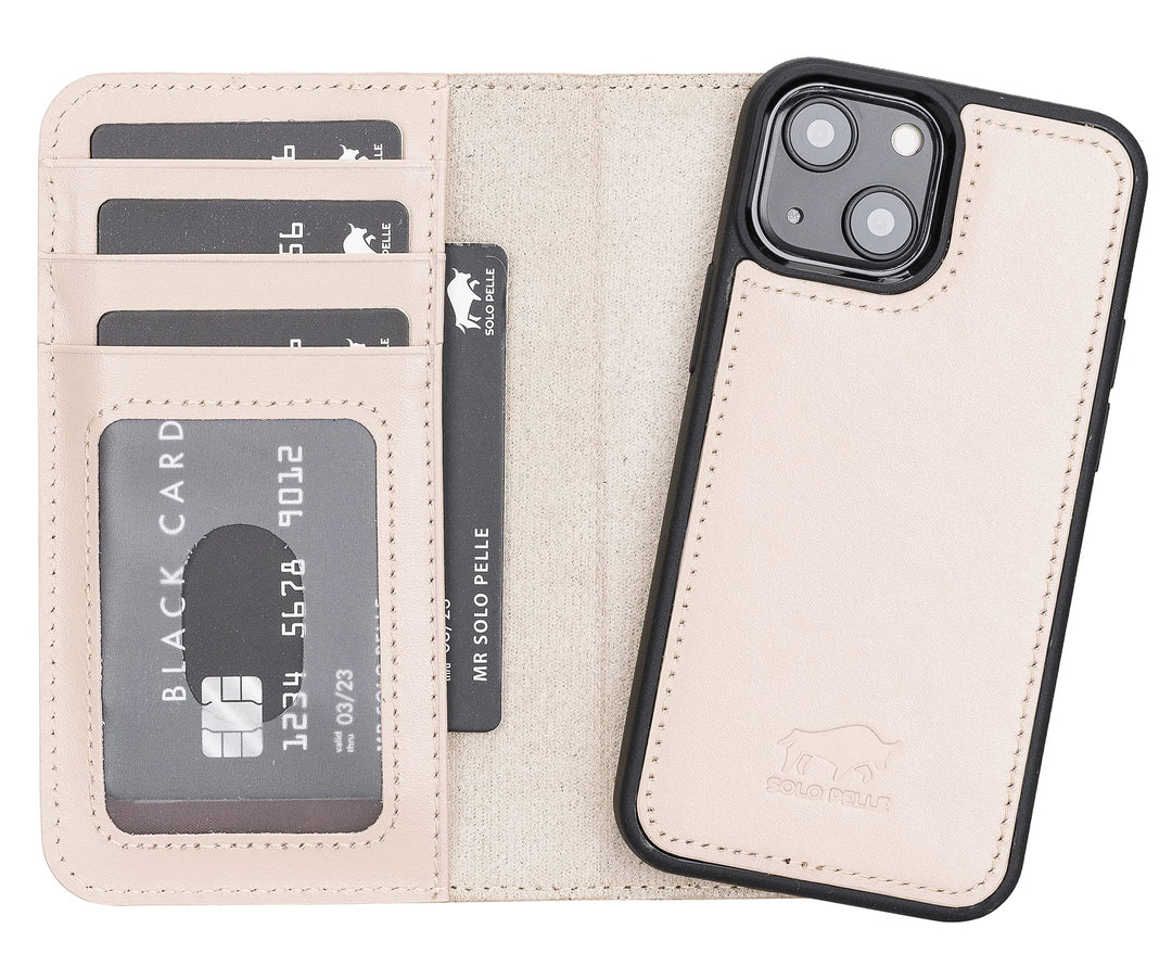 Solo Pelle Lederhülle kompatibel für iPhone 13 Mini in 5.4 Zoll abnehmbare Hülle (2in1) inkl. Karten