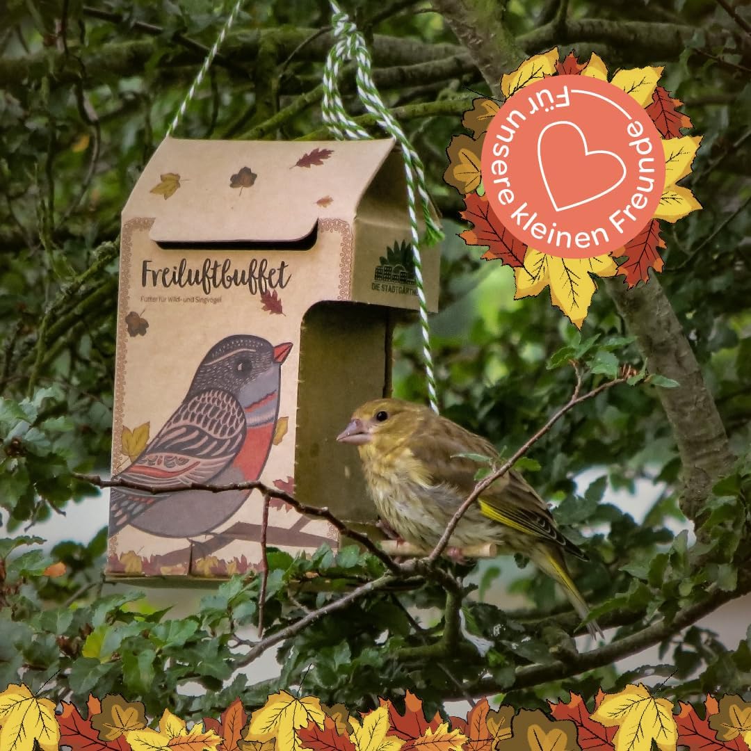 Die Stadtgärtner – Geschenkset Tierfutter I Mit Freiluftbuffet + kleine Mahlzeit für Vögel, Igel & E
