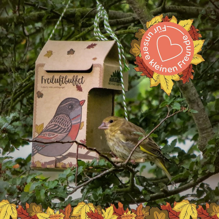 Die Stadtgärtner – Geschenkset Tierfutter I Mit Freiluftbuffet + kleine Mahlzeit für Vögel, Igel & E