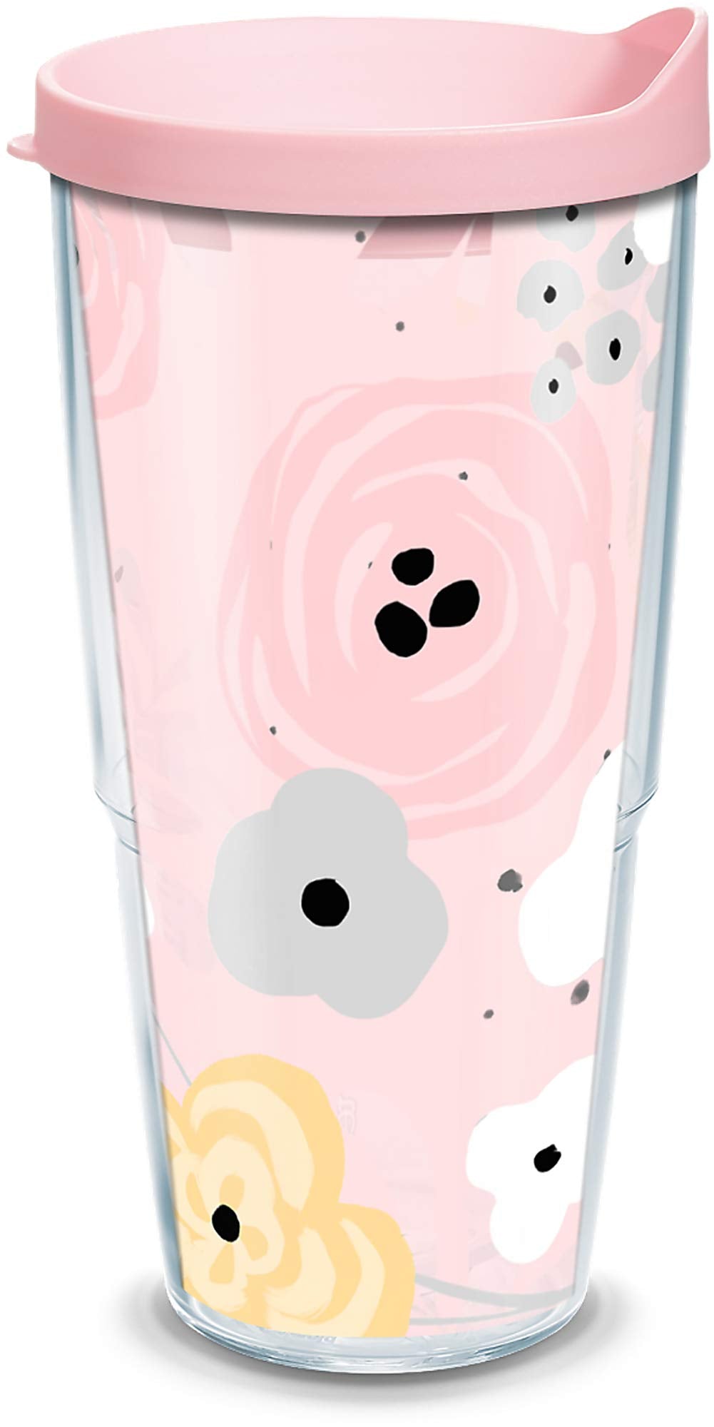 Tervis Doppelwandiger, isolierter Trinkbecher mit Blumenmuster, Blumenmuster, hält Getränke kalt und