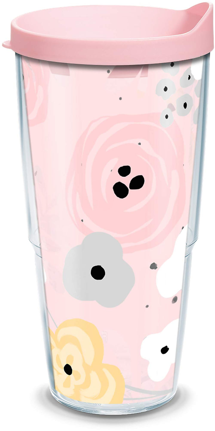 Tervis Doppelwandiger, isolierter Trinkbecher mit Blumenmuster, Blumenmuster, hält Getränke kalt und