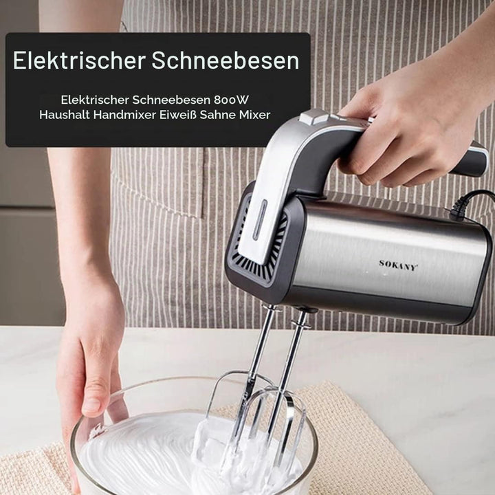 SOKANY CX-6651 Elektrischer Handmixer für die Küche, Handmixer mit 2 Schneebesen und 2 Knethaken, 5