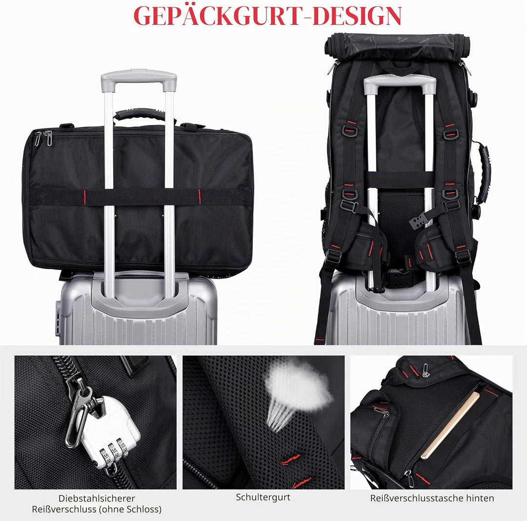WITZMAN Reiserucksack Herren Gross Reisetasche Reiserucksack Handgepäck Flugzeug mit USB Ladeanschlu