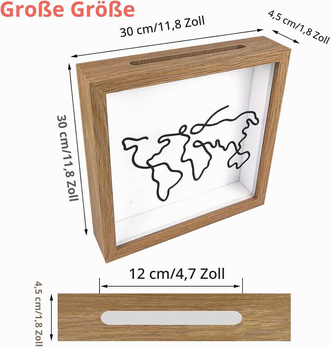 Abenteuer-Archivbox,Reise-Sammelbox,Ticket-Schattenbox,Bilderrahmen Spardose Wandbehang,Ticket Schat