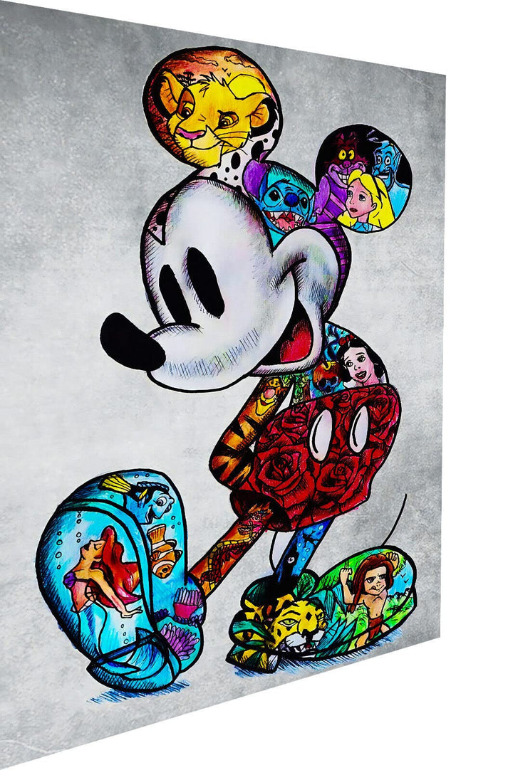 Magic Canvas Art - Bilder Micky Maus Figuren Pop Art Leinwandbild 1- teilig Hochwertiger Kunstdruck