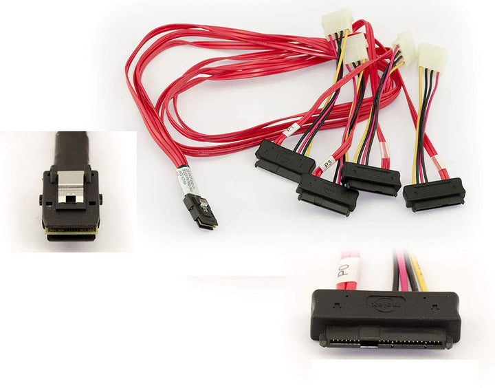 KALEA-INFORMATIQUE SAS MiniSAS-Kabel SFF-8087 zu 4 SFF-8482-Steckern. Länge 1M, SFF8087 26-polig Min
