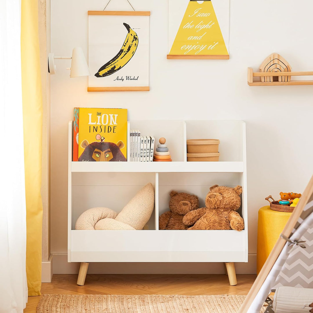 SoBuy Bücherregal Kinder, Kinderregal mit 5 Fächern und Massivholzbeinen, Regal Kinderzimmer, Kinder