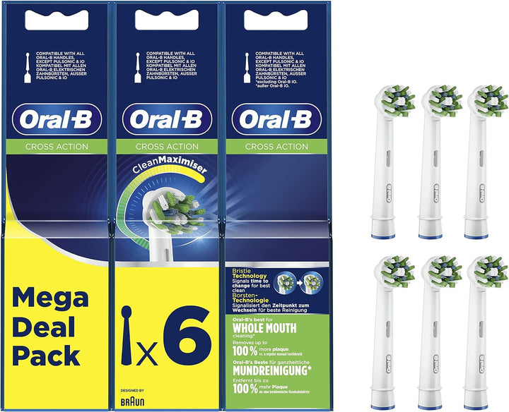 Oral-B Cross Action Elektrische Zahnbürstenkopf mit CleanMaximizer-Technologie, abgewinkelte Borsten