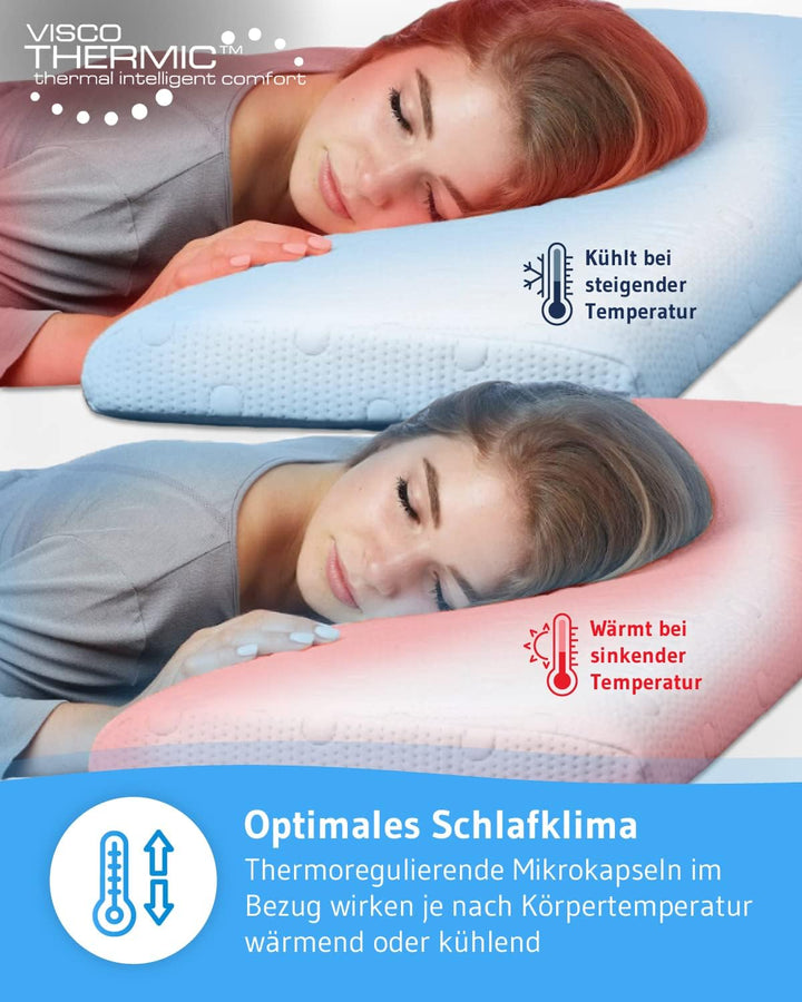 Bauchschläferkissen 40x60 MIZAR Thermic, Extra flach - 7 cm Höhe, Orthopädisches Schlaf-Kissen, hoch