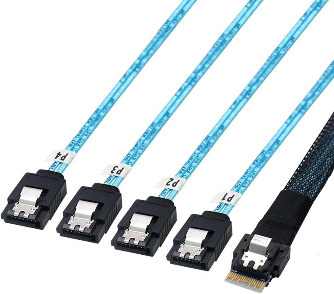 chenyang CY Slim Line SAS 4.0 SFF-8654 4i 38 Pin Host auf 4 SATA 7 Pin Target Festplatte Fanout Raid