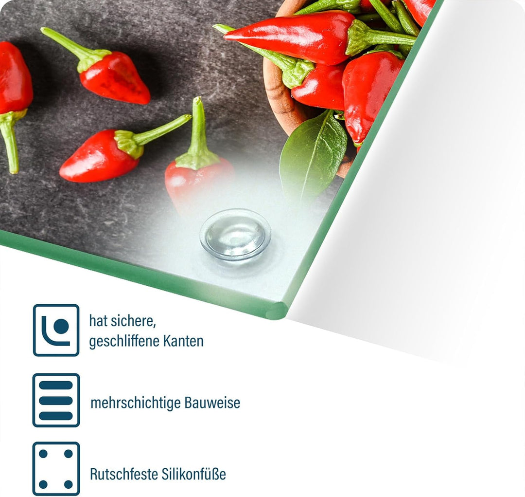 SFArt Herdabdeckung Glas – Gehärtetes Glas Schneidebrett & Ceranfeld Abdeckplatte 1 Teilig 90x52– Hy