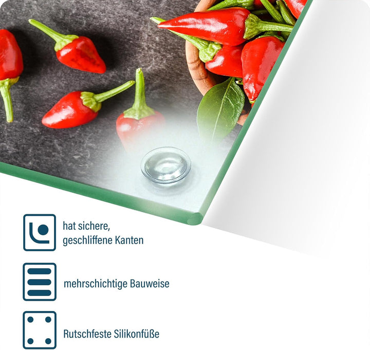 SFArt Herdabdeckung Glas – Gehärtetes Glas Schneidebrett & Ceranfeld Abdeckplatte 1 Teilig 90x52– Hy