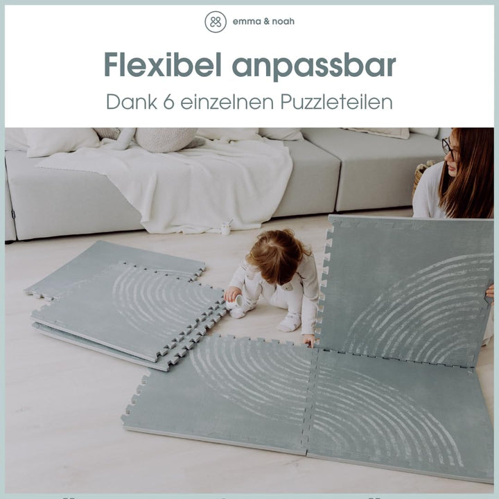 emma & noah Puzzlematte, 61x61 cm, 6 Teile & 10 Randstücke, Hochwertiger Eva-Schaum, 1,4 cm Dick, Pf
