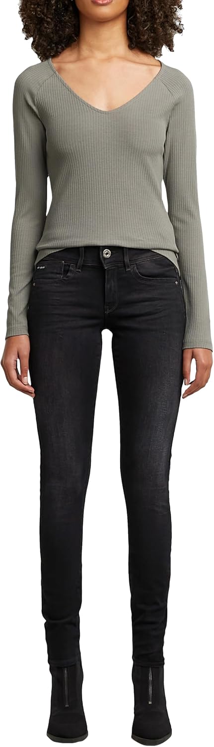 G-STAR Damen Lynn Mid Skinny Jeans 23W Schwarz (Dusty Grey D06746-b472-a799), 23W Schwarz (Dusty Gre