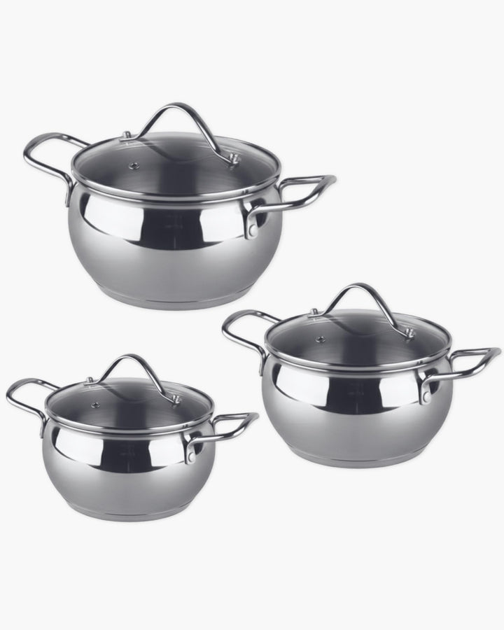 BAVARY Kochtopfset 6-teilig – Edelstahl 18/10 Topfset Induktion – Cookware Set mit hitzebeständigen