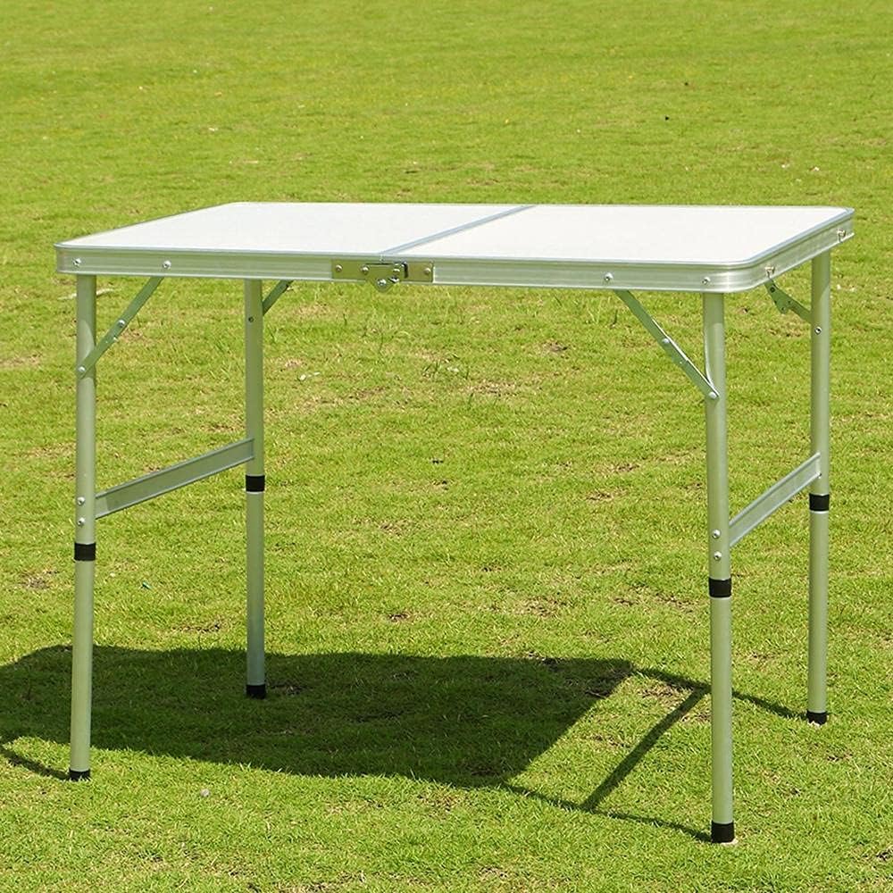 Zusammenklappbarer Camping-Picknicktisch aus Aluminium, 90 x 60 x 67 cm 90 x 60 x 37/67 cm (2 Height