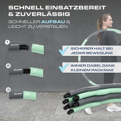 ELANI Hula Hoop Reifen Erwachsene - 1,2kg, 90cm Durchmesser, mit Wellenform und Trainingsguide, indi