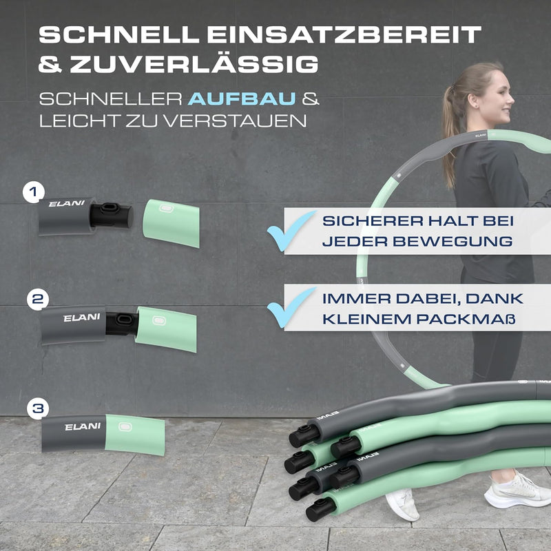ELANI Hula Hoop Reifen Erwachsene - 1,2kg, 90cm Durchmesser, mit Wellenform und Trainingsguide, indi