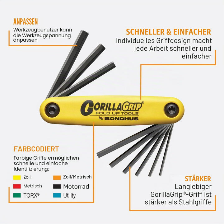 Bondhus Sechskant Stiftschlüssel Set GorillaGrip im 3er Satz 2-8mm, 5/64-1/4 & T9-T40 12533, 1