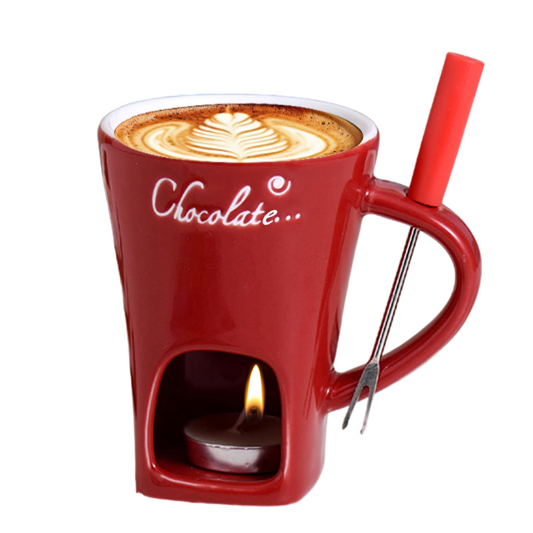 Fondue Tasse | Schokoladen Fondue Becher Mit Gabel Kerze,Butterwärmer Klein Für Sosse Käse Dessert K