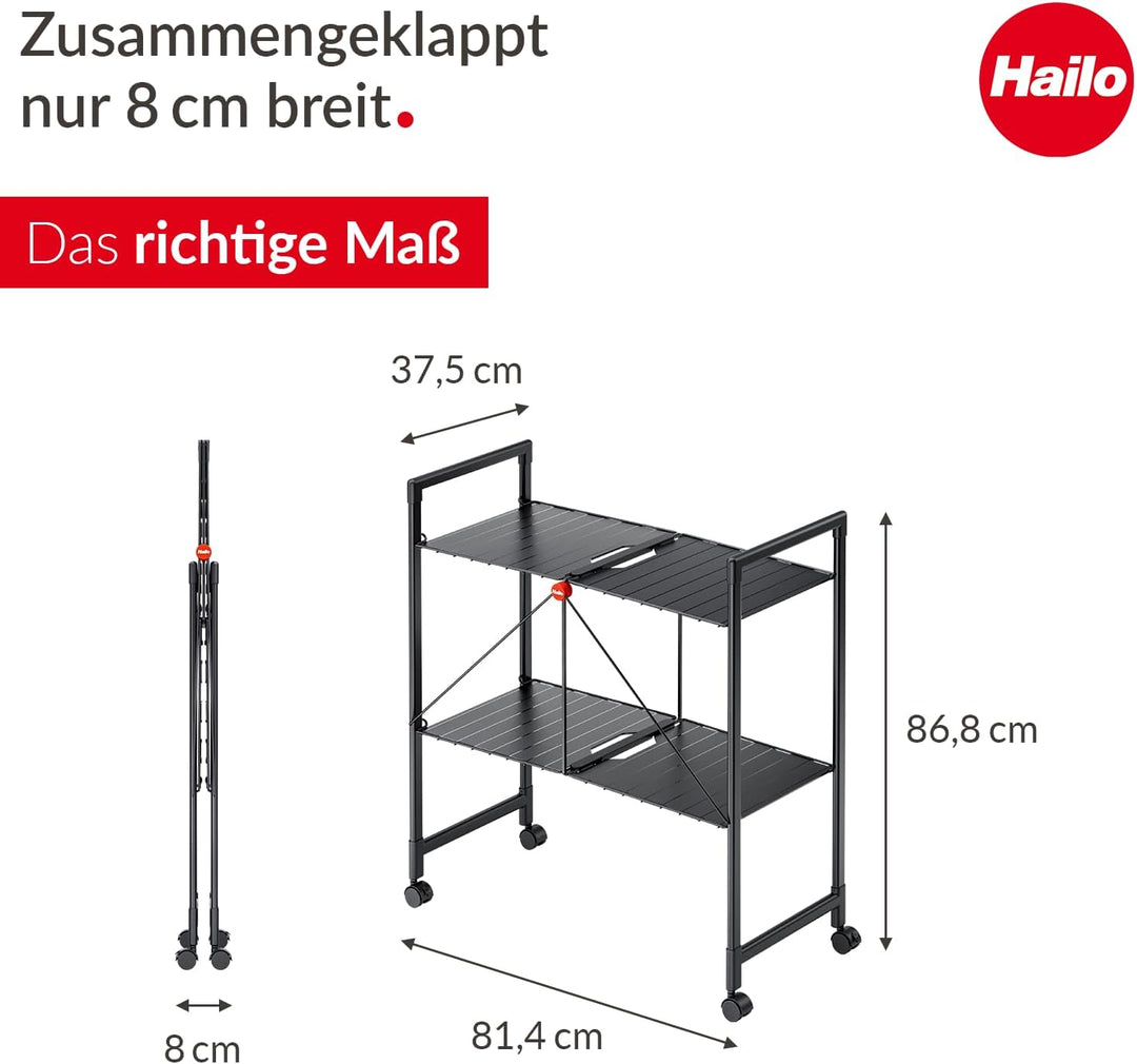 Hailo Quickboard – Mobile Universalablage mit Rollen - klappbar & platzsparend - vielseitig einsetzb