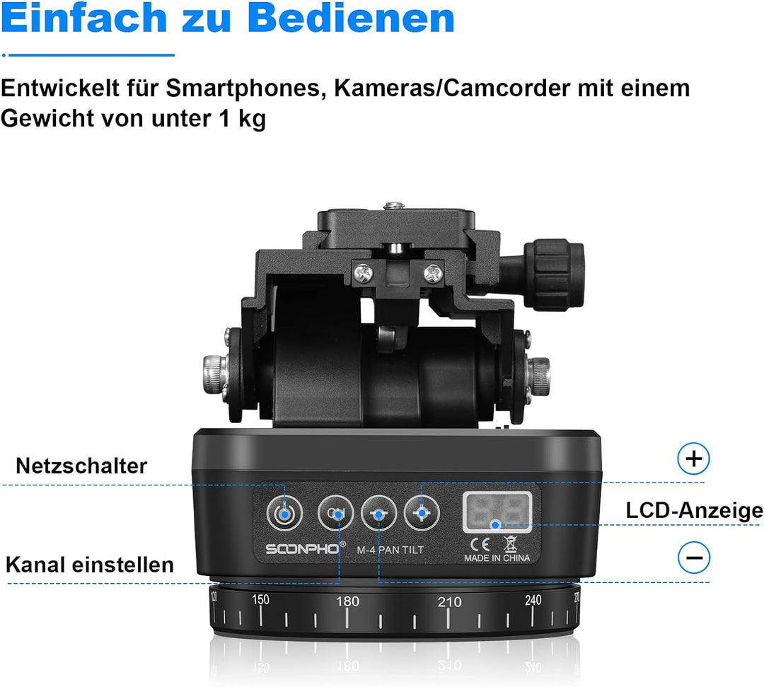 Soonpho M4 Panorama Stativkopf Motorisierter Kopf Kameras Remote Control Pan Tilt Motorized Head 360