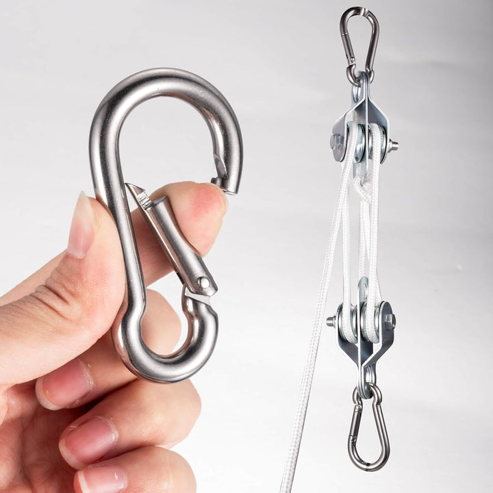 Doppelte Umlenkrolle mit 2 Kugellager, Flaschenzug mit 10m (6mm) Nylonseil, Tragfähigkeit 70 kg 2 32