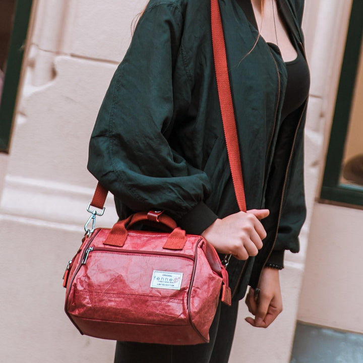 Fenner-Fashion Paper Bag Bowling Bag, Schultertasche, Henkeltasche Budapest Dunkelbraun, Dunkelbraun