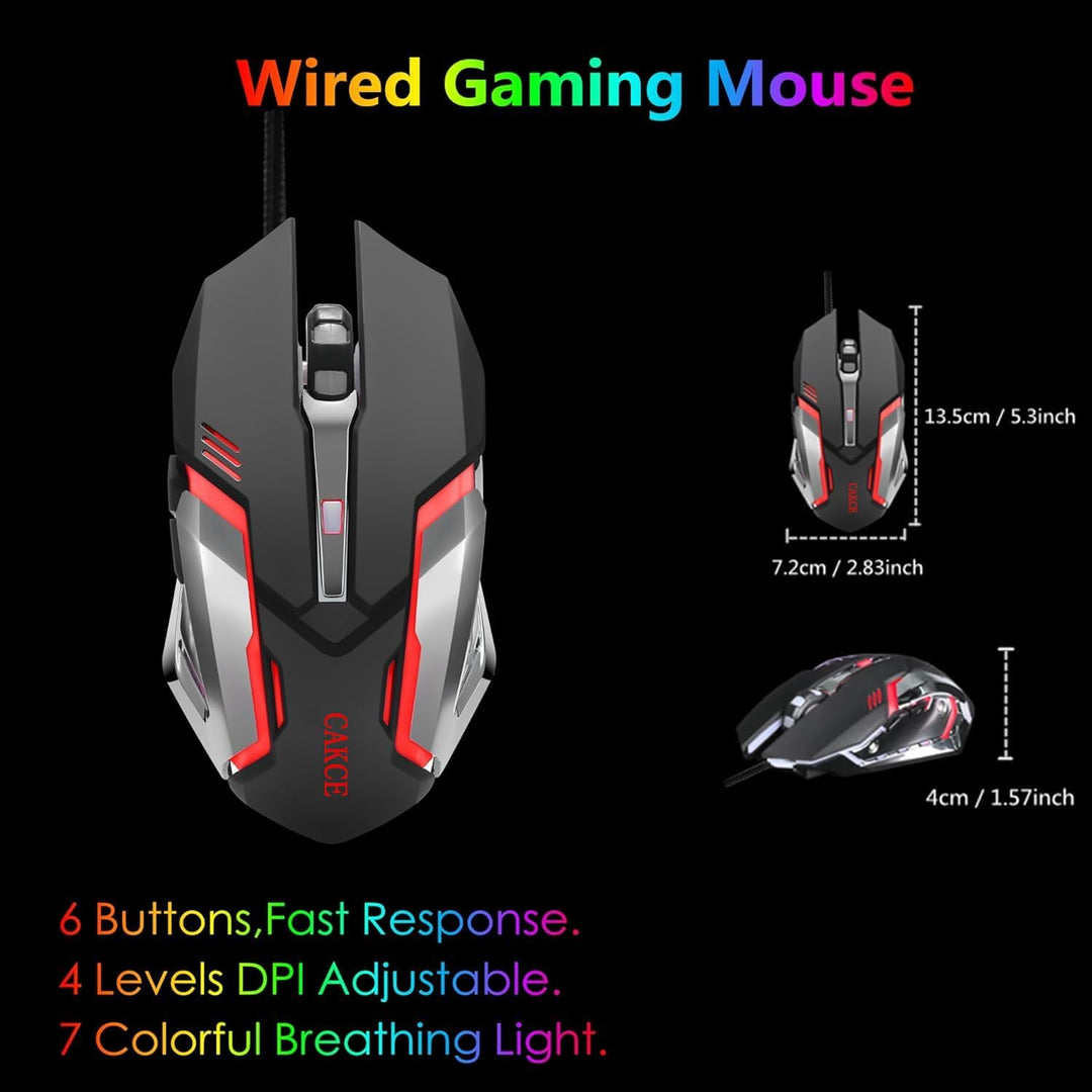 RGB-Gaming-Tastatur und bunte Maus-Kombination, USB-kabelgebundene LED-Hintergrundbeleuchtung, Gamin