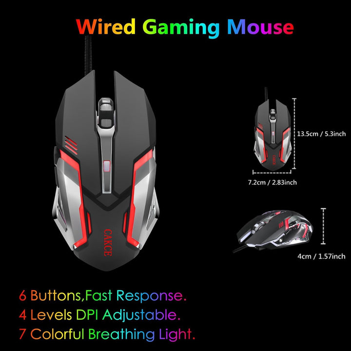 RGB-Gaming-Tastatur und bunte Maus-Kombination, USB-kabelgebundene LED-Hintergrundbeleuchtung, Gamin