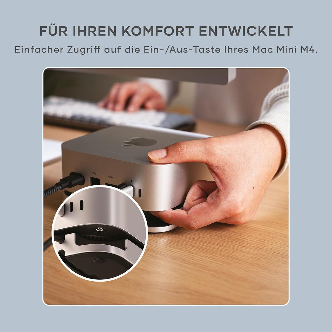 SATECHI Mac mini M4 Hub & Stand mit NVMe SSD Gehäuse, Aluminium Dock mit 2X USB-A bis 10 Gbit/s, 1x