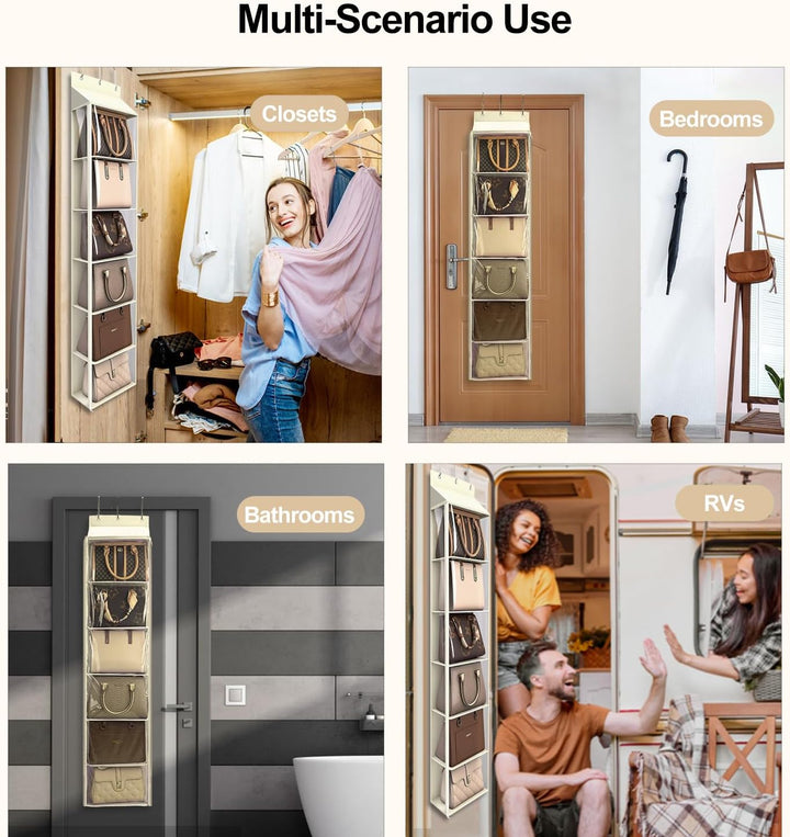 Lirex Geldbörsen-Organizer, 6 Taschen Handtaschen-Organizer mit Reissverschluss zum Aufhängen, für S