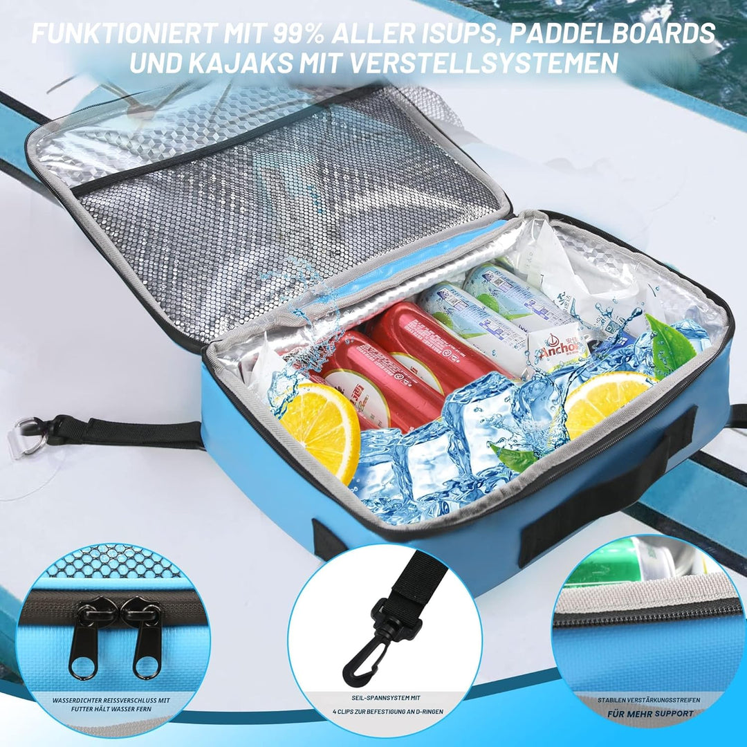 Sup Deck Kühltasche – Decktasche wasserdicht, Seitengriff, Schultergurt, Netztasche oben, Deckzubehö