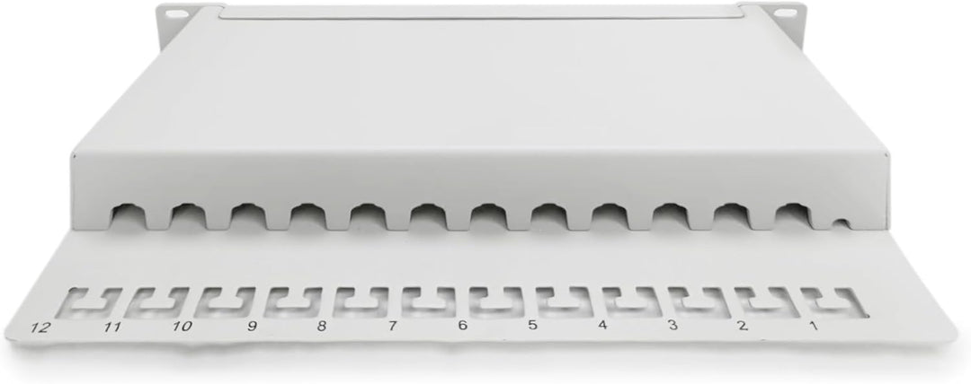 DIGITUS Cat-6 Patchpanel - 12 Ports - RJ45-Buchsen - 10-Zoll Rack-Mount 1HE - LSA Verteilerfeld - Ge