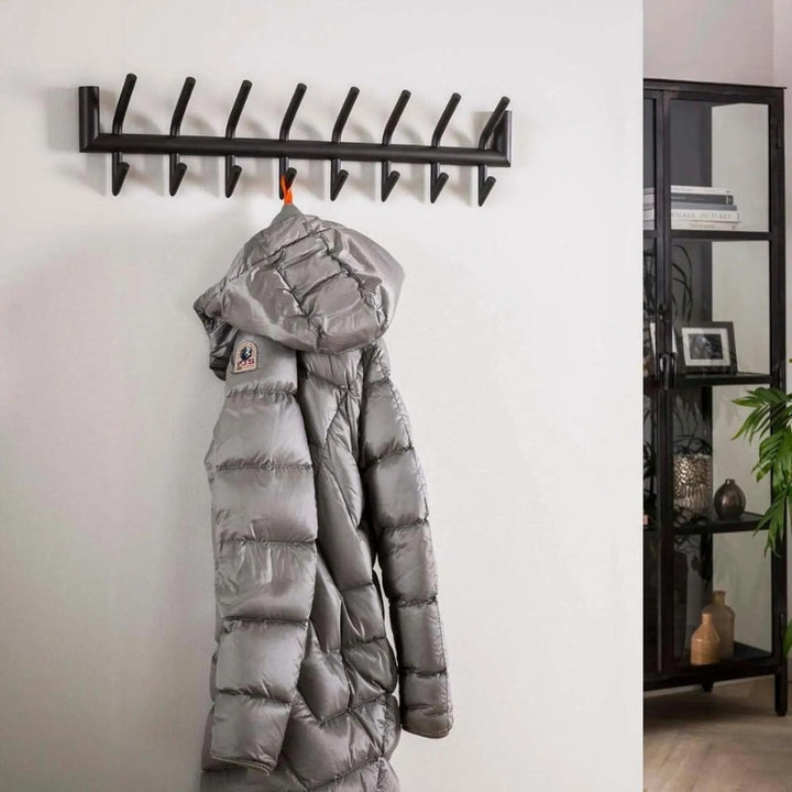 RINGO-Living Flurgarderobe Dunkelgrau mit 16 Haken, Jacke Hänger Flurgarderobe modern, Stylische Gar
