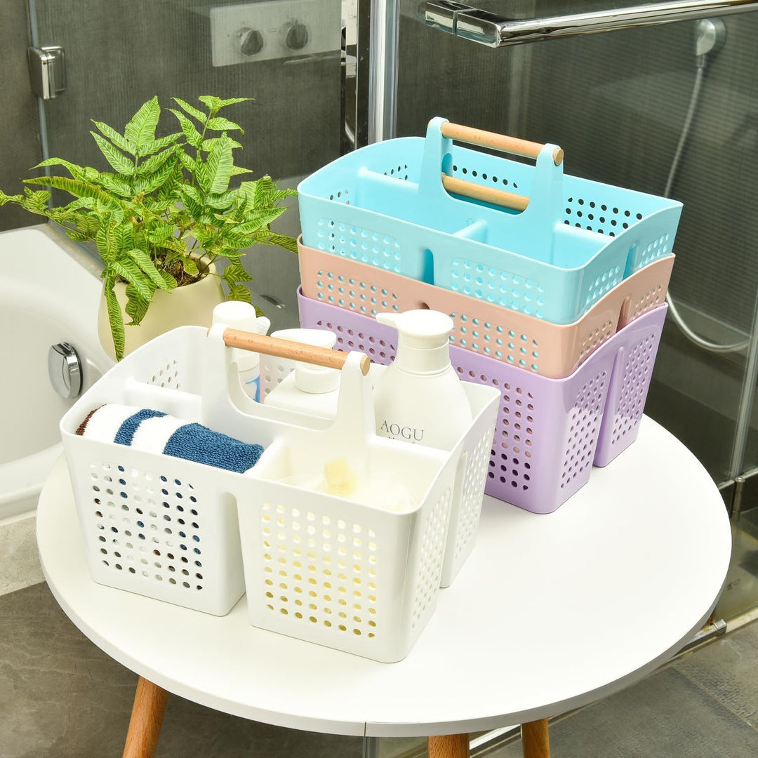VITEVER Portable Dusche Caddy Korb mit Fächern, Kunststoff geteilt Reinigung Caddy Organizer Storage