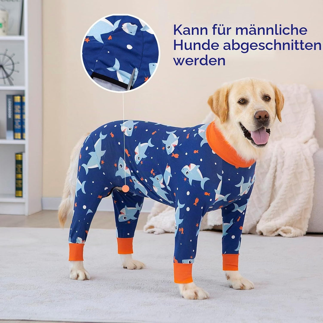 Yeapeeto Einteiler für Hunde, zur Erholung, für grosse und mittelgrosse Hunde, Schlafanzug, Ganzkörp