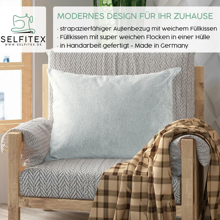 Selfitex Modisches Couchkissen XXL 60x80 cm, Sofakissen mit Füllung und Bezug, kuschelweiches Leseki