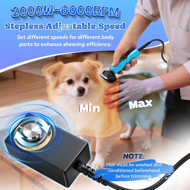 Moongiantgo 300W Hundeschermaschine, Tierhaarschneidemaschine, 2000-6000RPM Geschwindigkeitsregelung