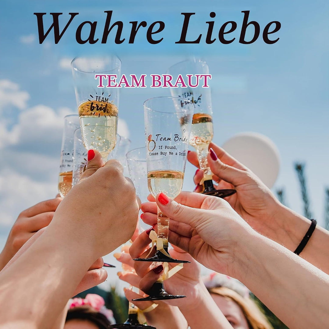 FremiBag Happy Bride &amp; Team Bride Stoffbeutel Set - Turnbeutel für den JGA Junggesellinnenabschied a