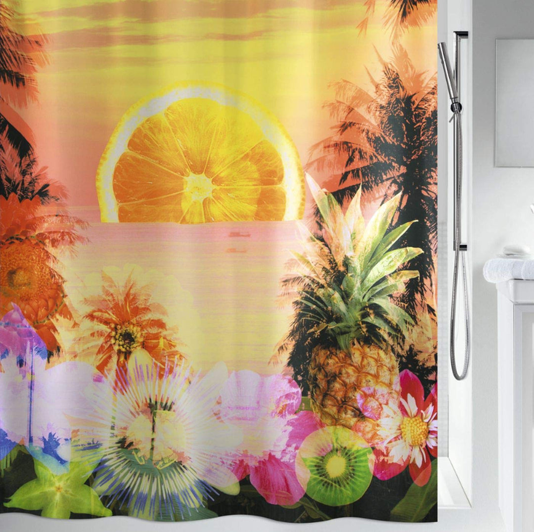 Spirella Anti-Schimmel Duschvorhang - Anti-Bakteriell, waschbar, wasserdicht, Polyester, „Sonnenunte
