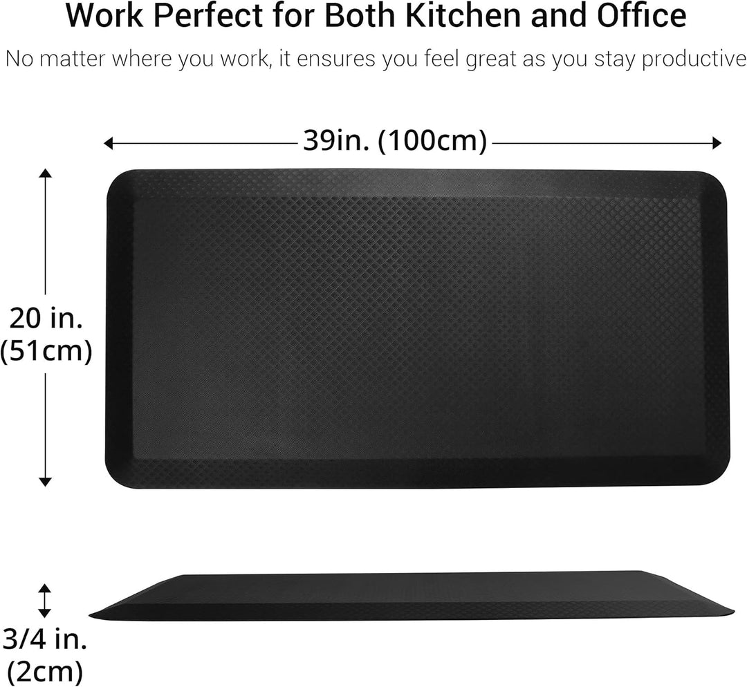 FLEXISPOT Bodenmatte für Schreibtisch, Küche, komfortabel gegen Müdigkeit, Schwarz, Schwarz