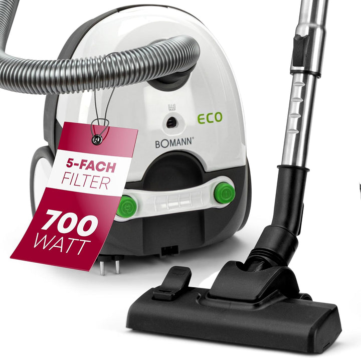 Bomann® Bodenstaubsauger mit energiesparenden 700 Watt | Staubsauger mit 5-Fach Mikrofiltersystem |