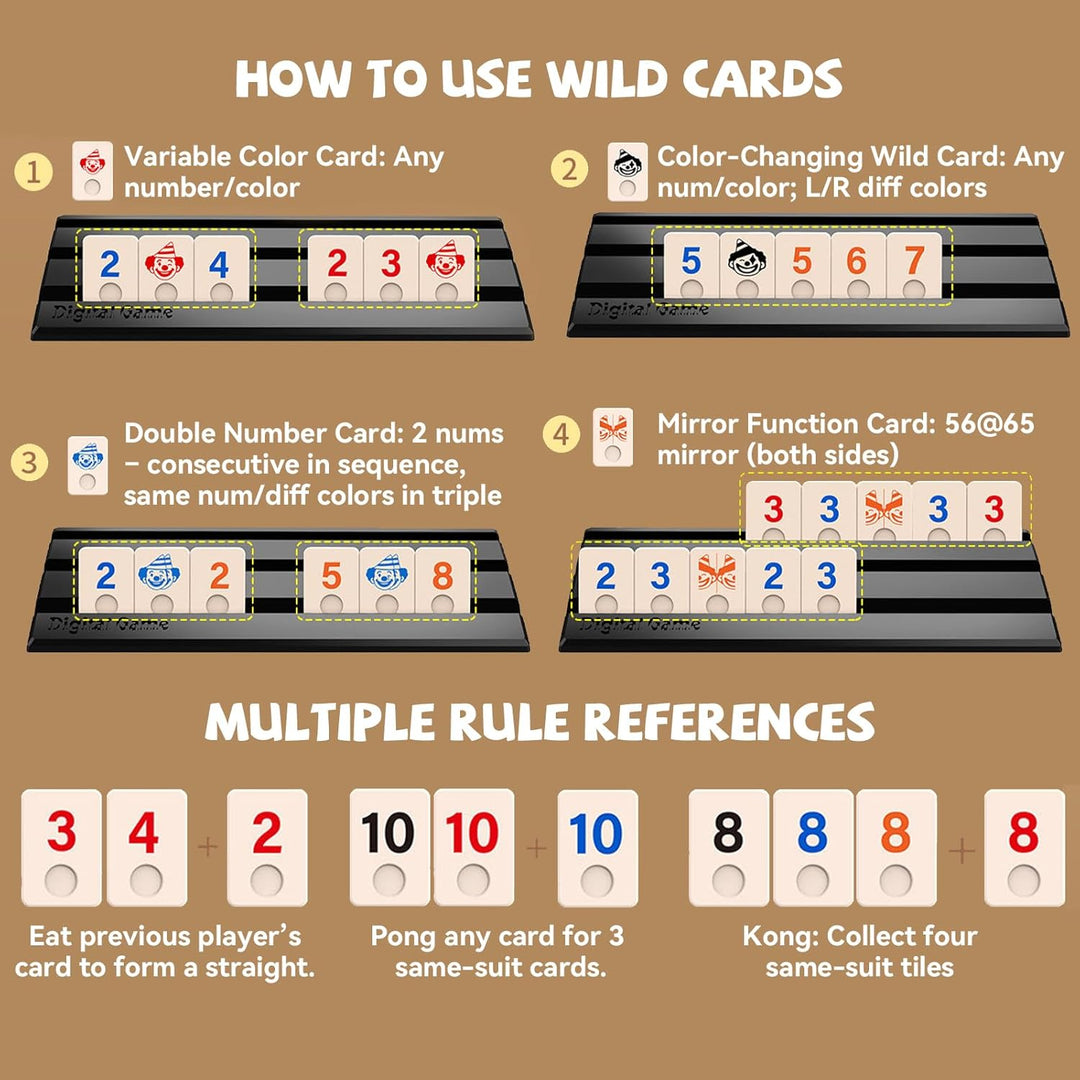Rummy Reisespiel, Rummy Titel Set Mit 104 Karten und 4 Kartenständer Tragbares Mini Rummi Set Mit Au