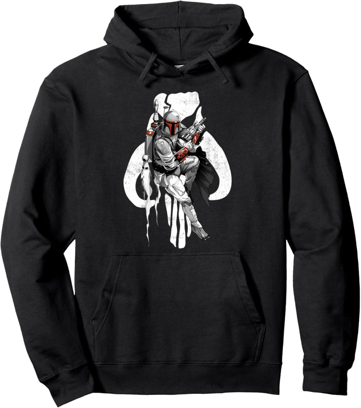 Star Wars Boba Fett Mandalorian Skull Floating Poster Pullover Hoodie
