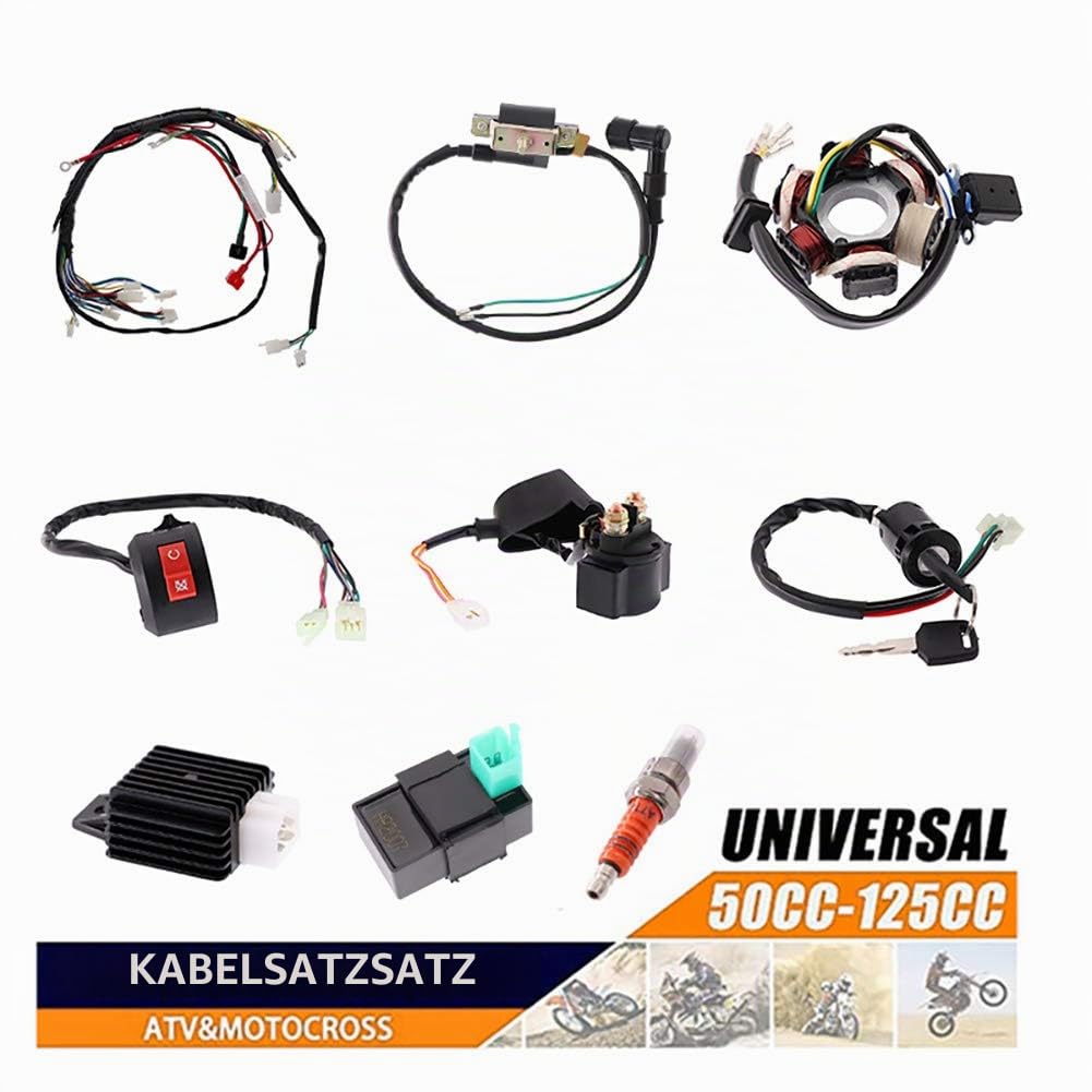 KAOLALI Motorrad Vollelektrischer Kabelbaum für 50ccm 70ccm 90ccm 110ccm 125ccm ATV Elektrostator CD