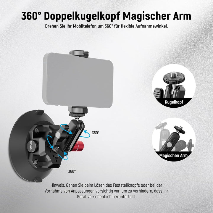 NEEWER 4,5" Saugnapf Kamera Halterung mit Kugelkopf Magic Arm, CA105, CA105