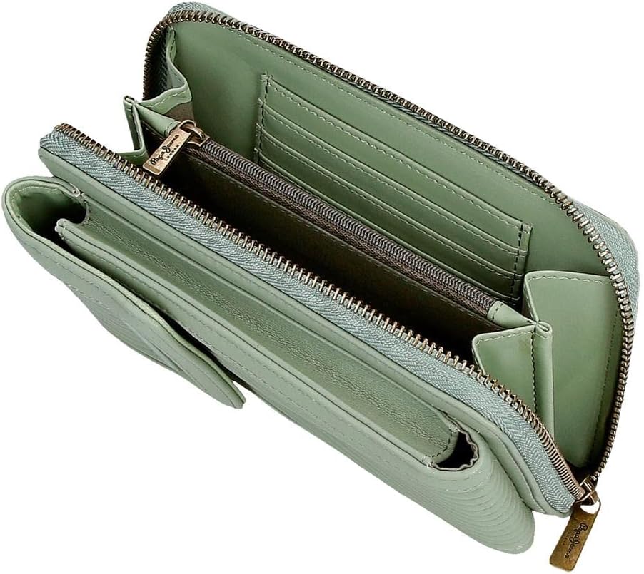 Pepe Jeans Aurora Umhängetasche Handyhalter Grün 11x17,x52,5 cm Kunstleder Grün Schultertasche, Grün