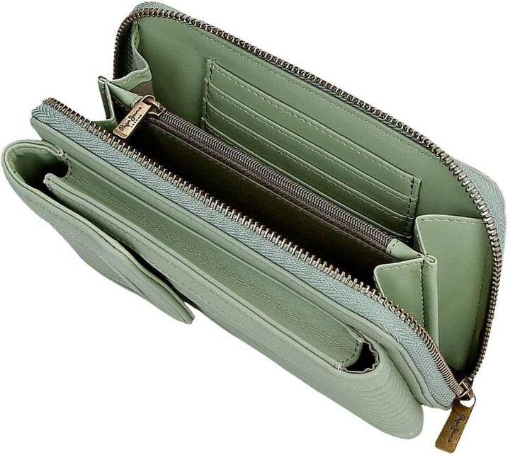 Pepe Jeans Aurora Umhängetasche Handyhalter Grün 11x17,x52,5 cm Kunstleder Grün Schultertasche, Grün