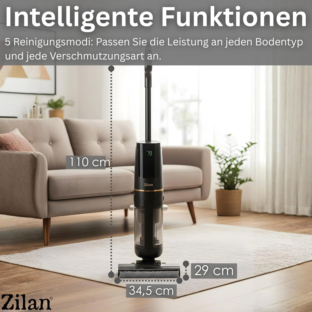 Zilan Akku Nass-Trockensauger mit Wischfunktion – Kabelloser Wischsauger & Staubsauger, Nass-Trocken